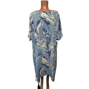Chico's Wedge Painted Stone Midi Dress Women's Size 2 / 12 Petite Blue Veil